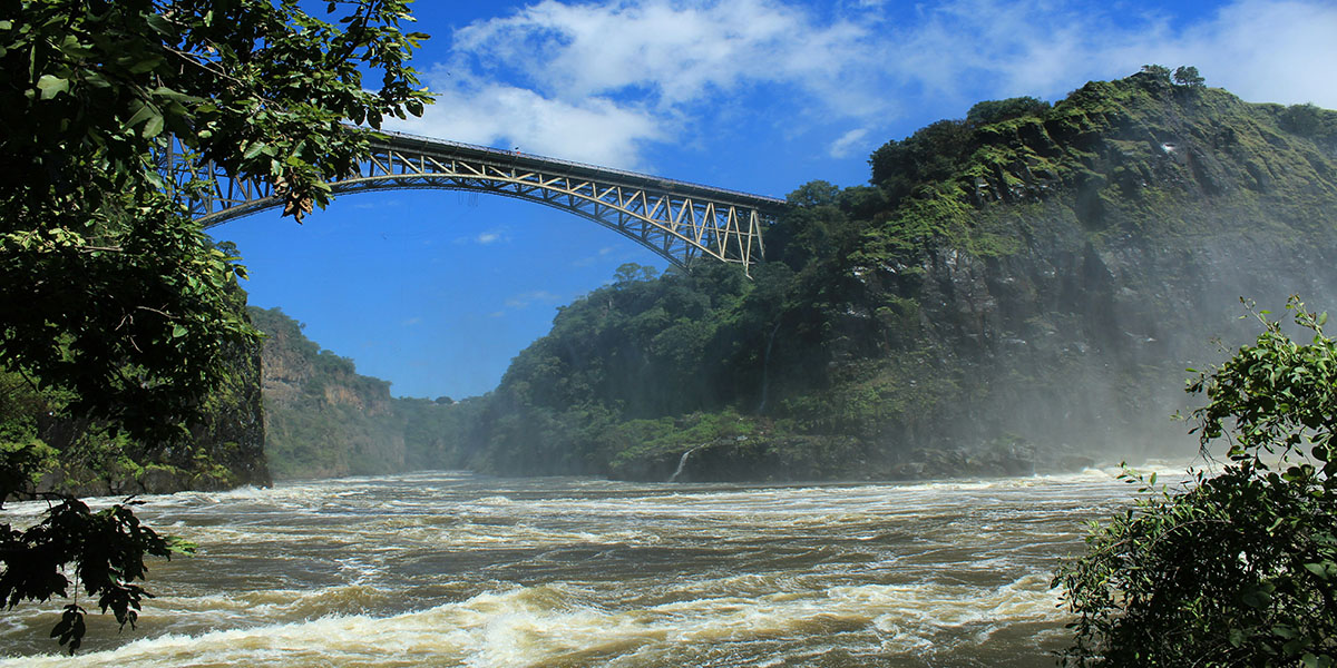 A helicopter flying over the falls